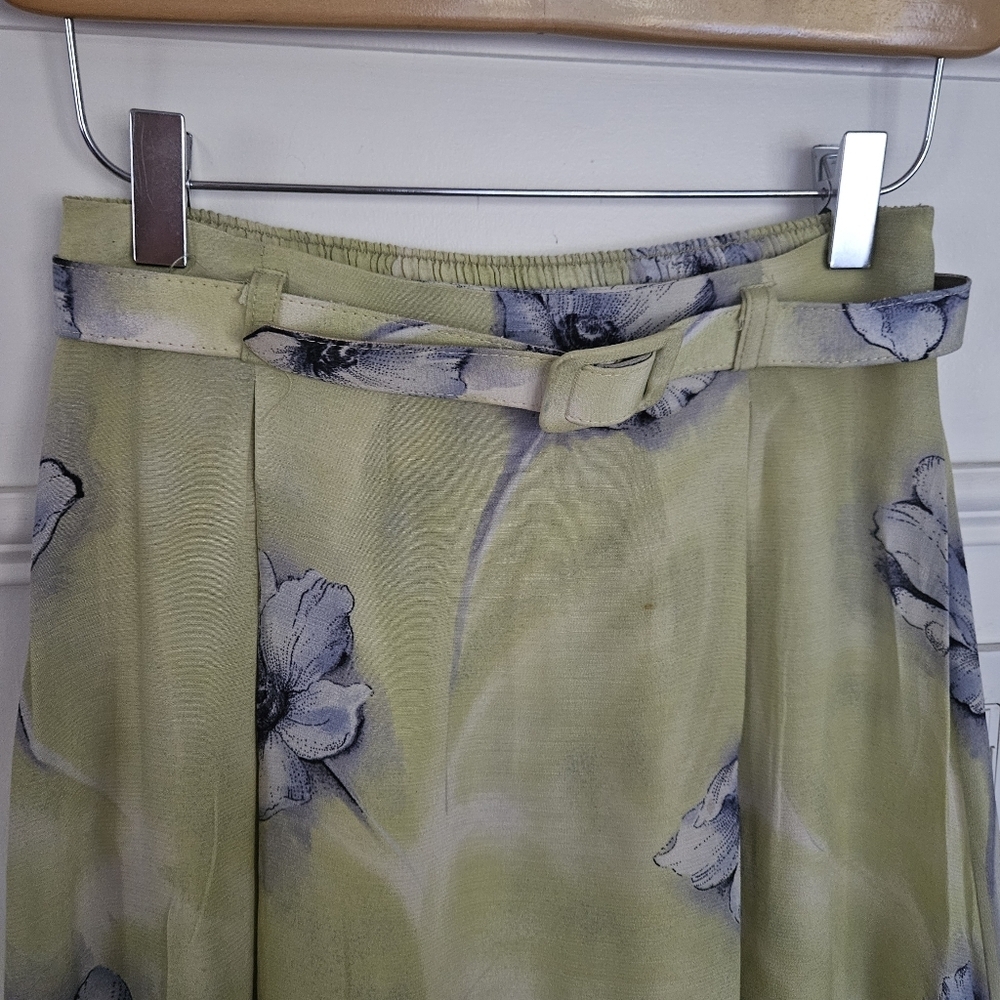 *As-is* Vintage Braemar green floral belted skirt - Picture 2 of 7